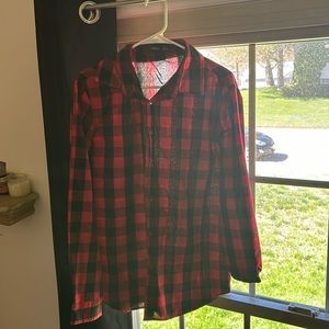 Shein Plaid Button Down Long Sleeve Shirt, Like New